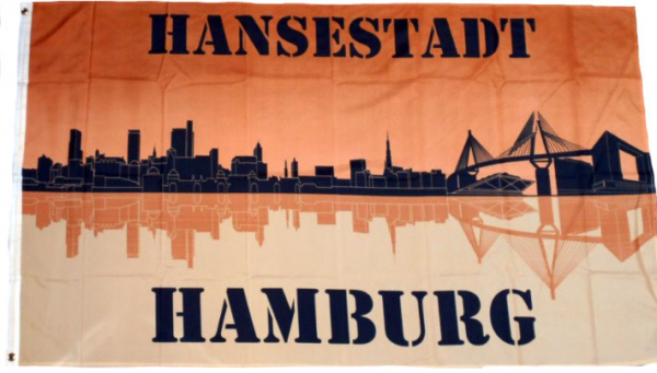 Flagge Fahne Hansestadt Hamburg Silhouette 90x150 cm F 4136