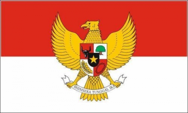 Tischflagge Indonesien Wappen 10x15cm mit Ständer Tischfahne Miniflagge