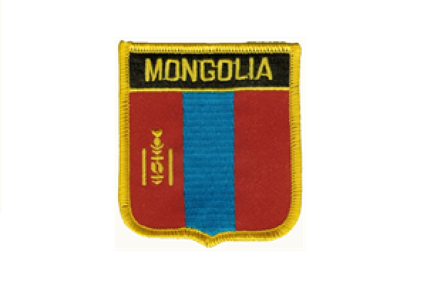 Aufnäher Mongolei / Mongolia Schrift oben