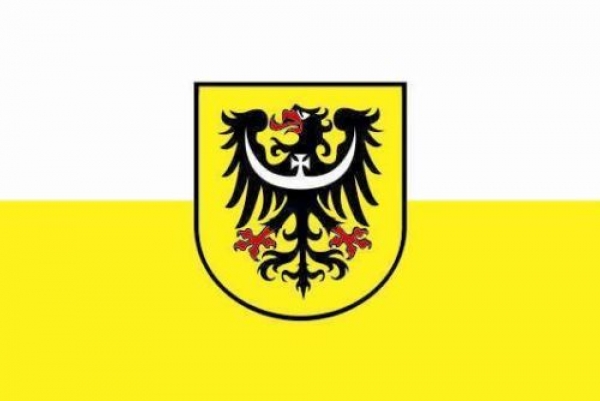 Tischflagge Niederschlesien 10x15cm mit Ständer Tischfahne Miniflagge