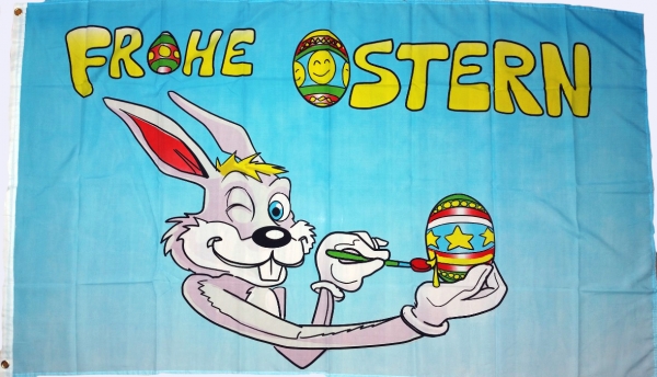 Flagge Fahne Ostern-Frohe Ostern Hasenkopf Flagge 90x150 cm